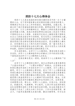 消防十七大心得体会