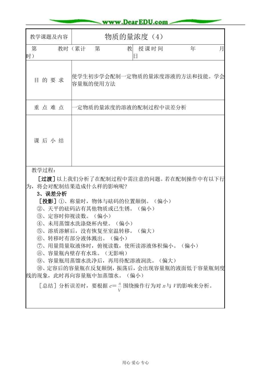 高中化学第一册必修物质的量浓度(4)_第1页