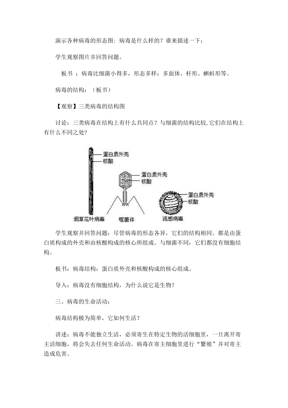 八年级生物上：病毒 精品教案（北师大版）_第2页