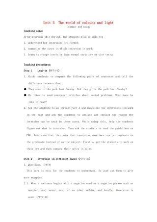 高中英语 Unit3 Grammar and usage教案 牛津译林版选修8-牛津版高二选修8英语教案