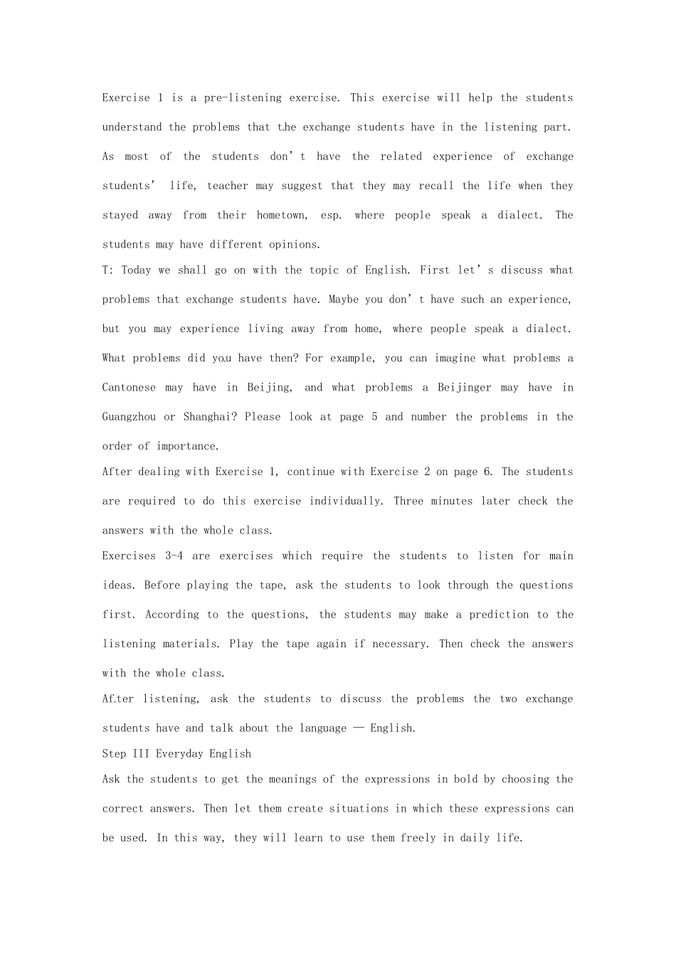 高中英语 Module1 TheFourth Period Listening and Speaking教案 外研版必修5-外研版高二必修5英语教案_第2页