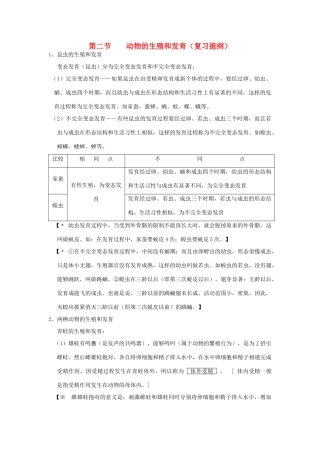 八年级生物上册 18 人的生殖和发育章节综合复习 教案 苏科版