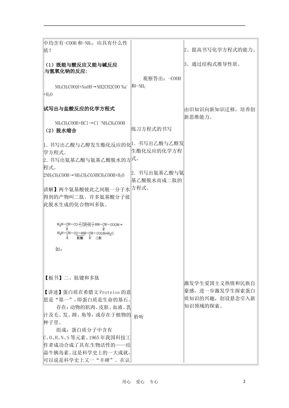 高中化学 1.3《生命的基础——蛋白质》教案 新人教选修1_第2页