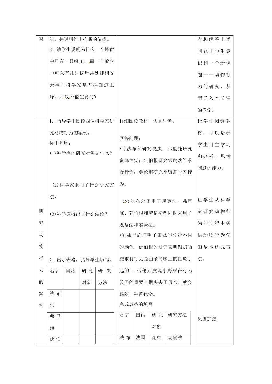 八年级生物上册 第16章 第3节 动物行为的研究教案 北师大版-北师大版初中八年级上册生物教案_第2页