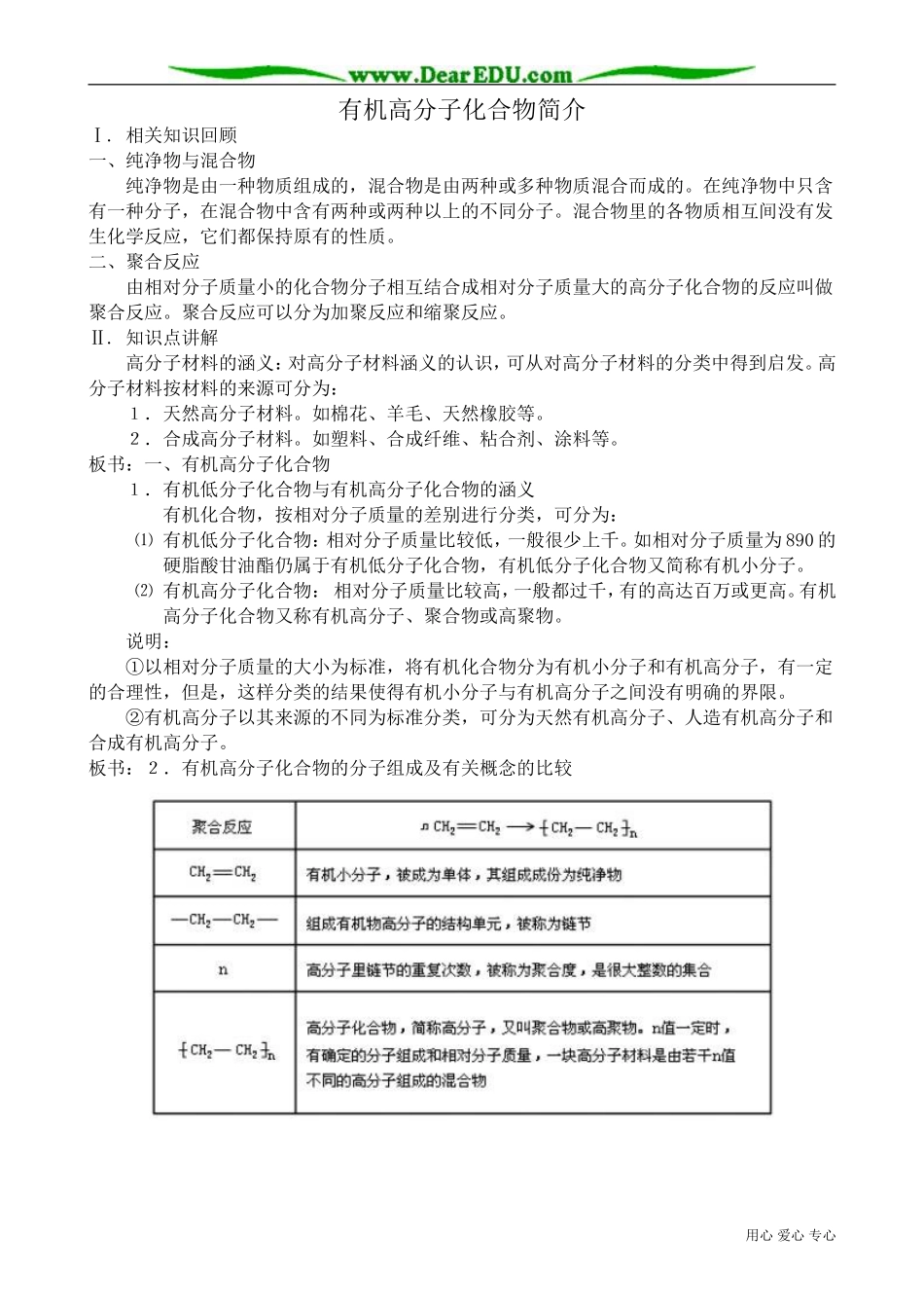 高中化学必修选修有机高分子化合物简介_第1页