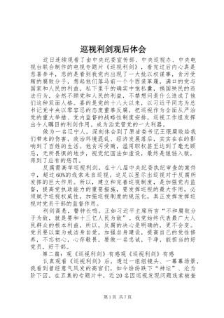 巡视利剑观后体会