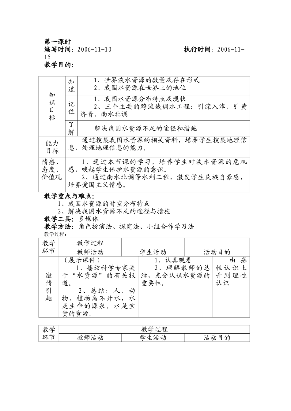 八年级地理 水资源教案 人教新课标版_第3页
