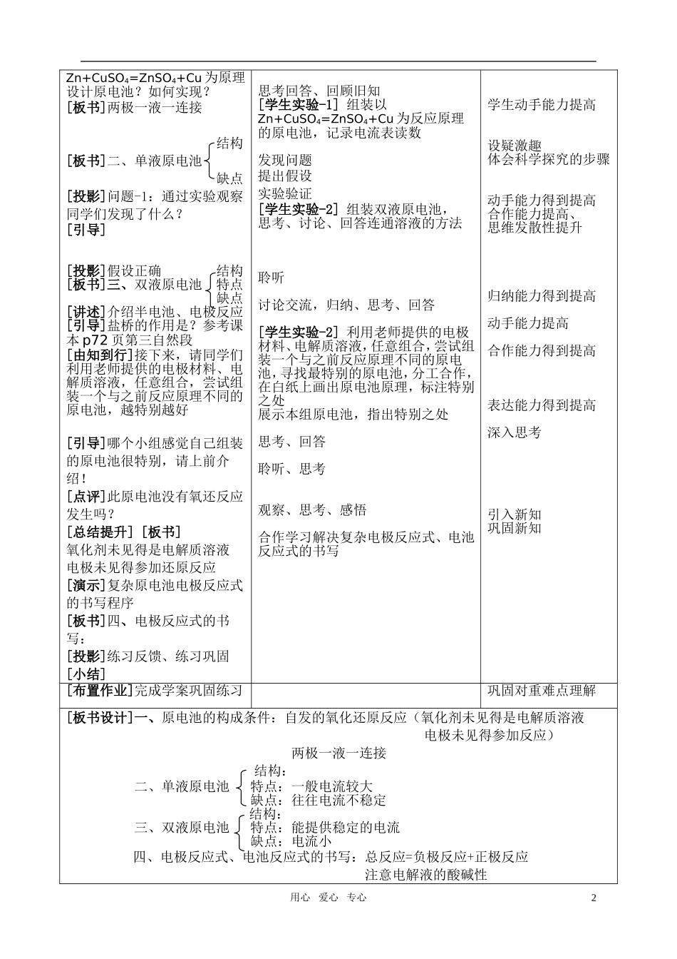 高中化学 《化学反应原理》第四章 第一节原电池教学设计 新人教版选修4_第2页