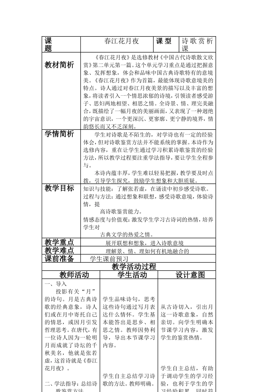 高中语文：春江花月夜教案 人教版选修_第2页