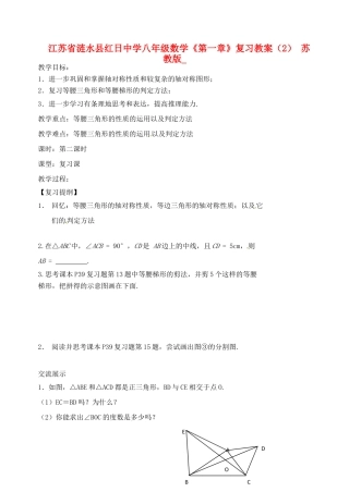 江苏省涟水县红日中学八年级数学《第一章》复习教案（2） 苏教版