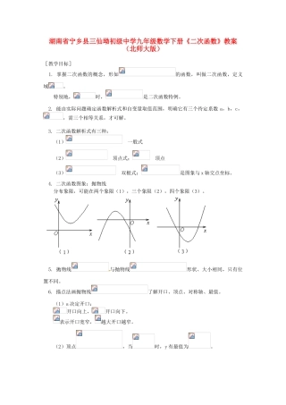 湖南省宁乡县三仙坳初级中学九年级数学下册《二次函数》教案 北师大版