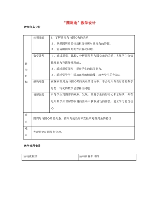 九年级数学“圆周角”教学设计 新人教版