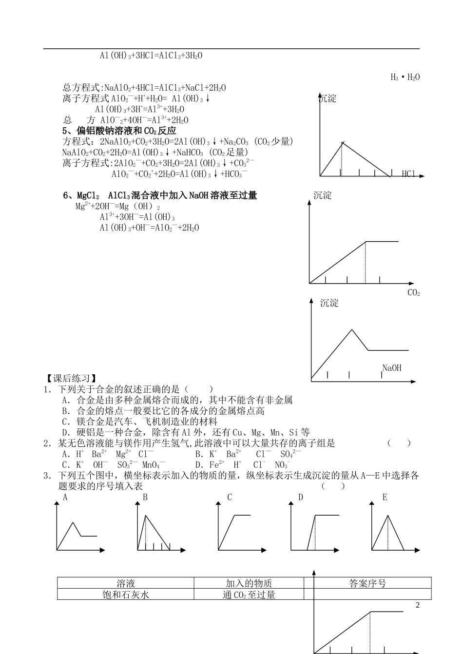 高中化学 3.1.3第三节 铝的氢氧化物教案　苏教版必修1_第2页