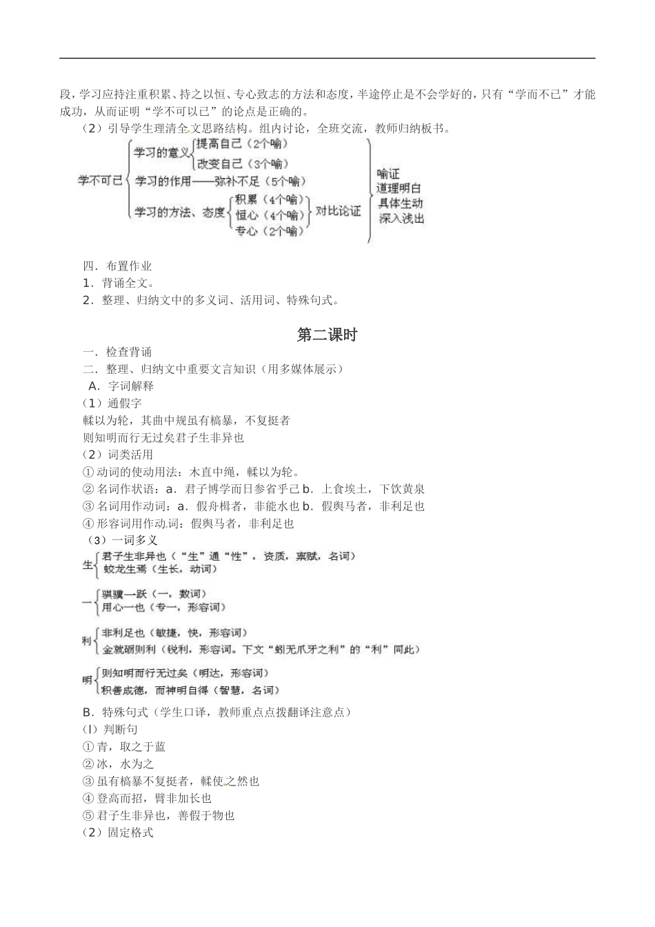 高中语文：3.9《劝学》教案（1）北京版08版必修5_第2页