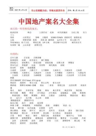 【房地产】中国地产案名大全集