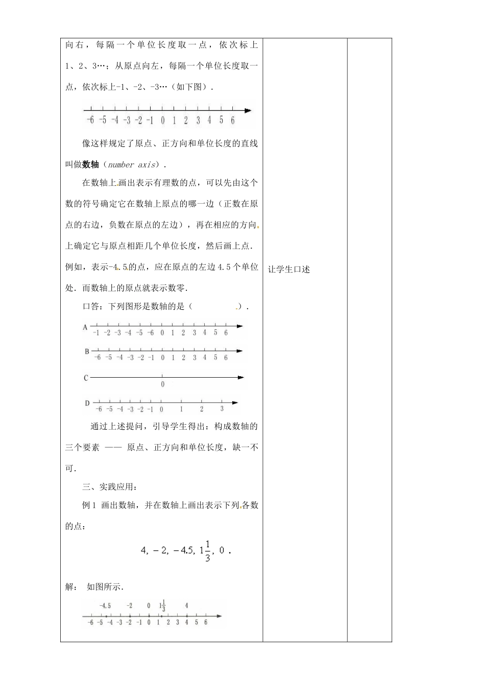 江苏省赣榆县汇文双语学校七年级数学上册《2.2数轴》教案一 苏科版_第3页