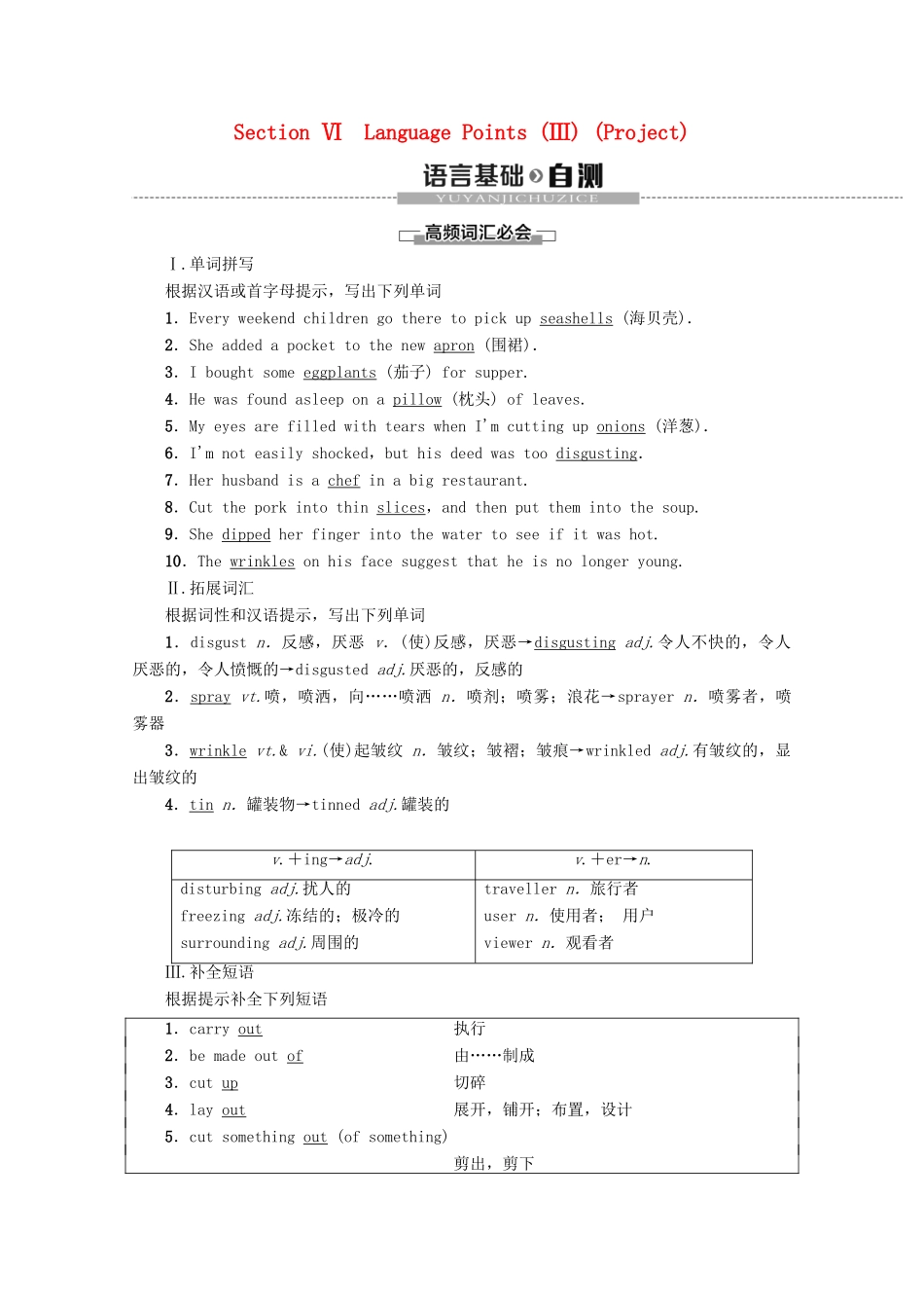 高中英语 Unit 3 The world of colours and light Section Ⅵ Language Points（Ⅲ）（Project）教案（含解析）牛津译林版选修8-牛津版高二选修8英语教案_第1页