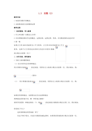 八年级数学：1.3  实数（2） 教案湘教版