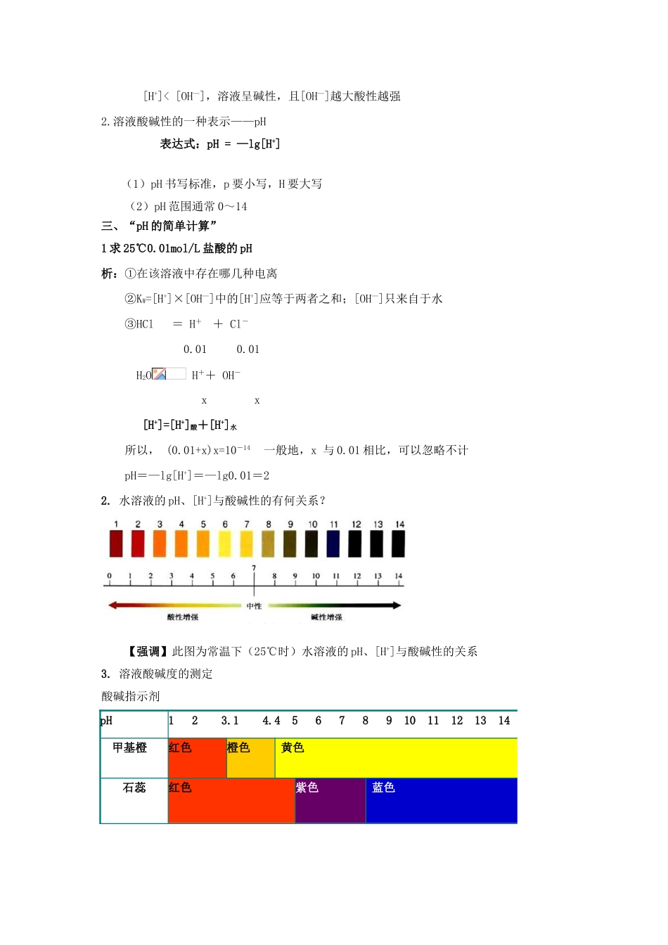 高中化学 第三章 物质在水溶液中的行为 第1节 水溶液（第2课时）教学设计2 鲁科版选修4-鲁科版高二选修4化学教案_第2页