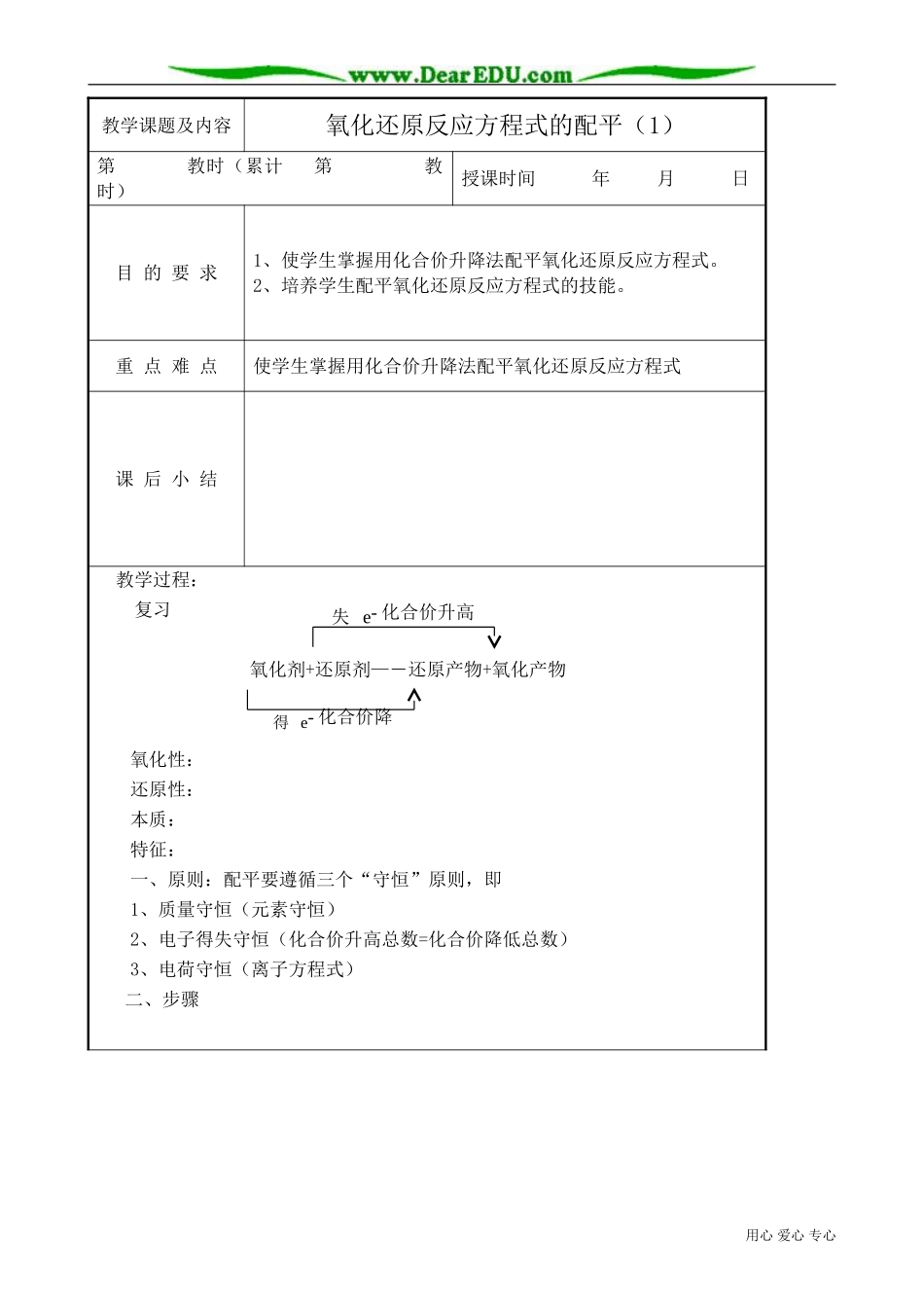 高中化学必修选修氧化还原反应方程式的配平(1)_第1页