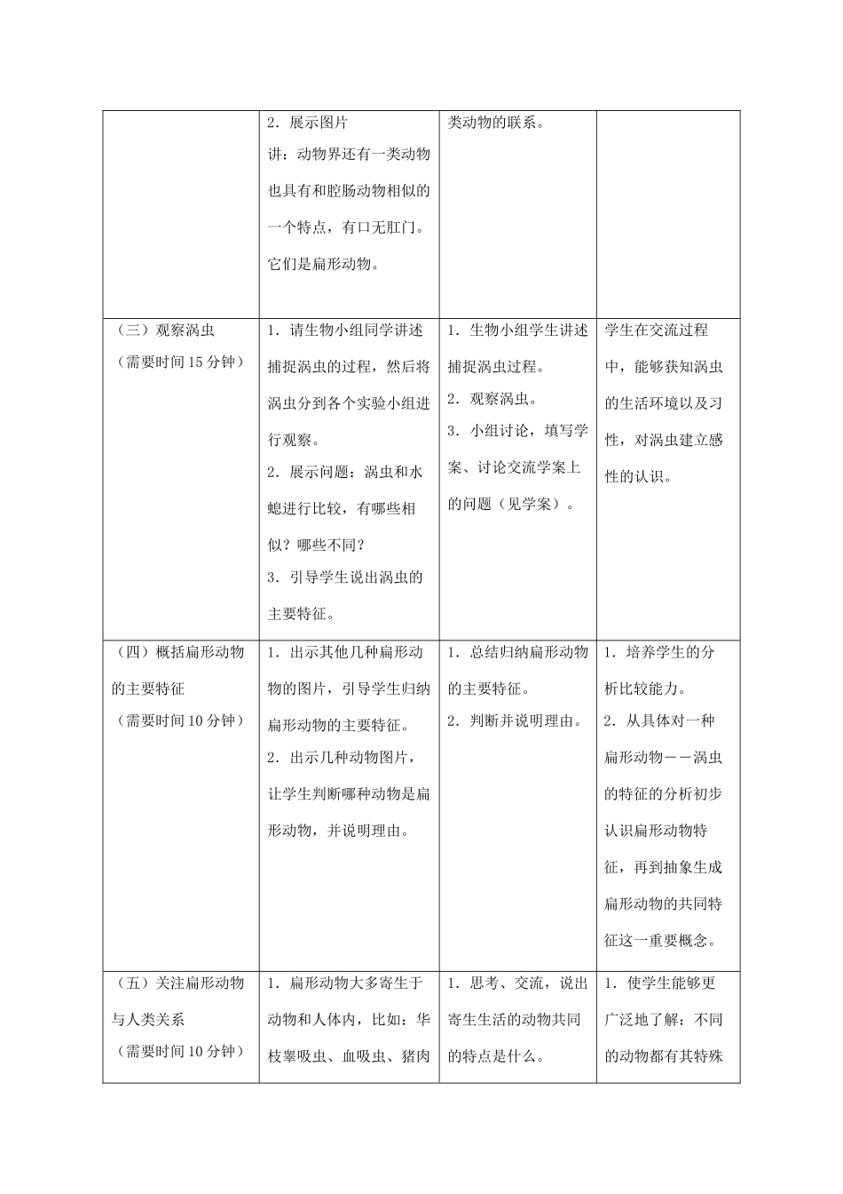 八年级生物上册 第五单元 第一章 第一节腔肠动物和扁形动物第二课时教案 （新版）新人教版-（新版）新人教版初中八年级上册生物教案_第2页