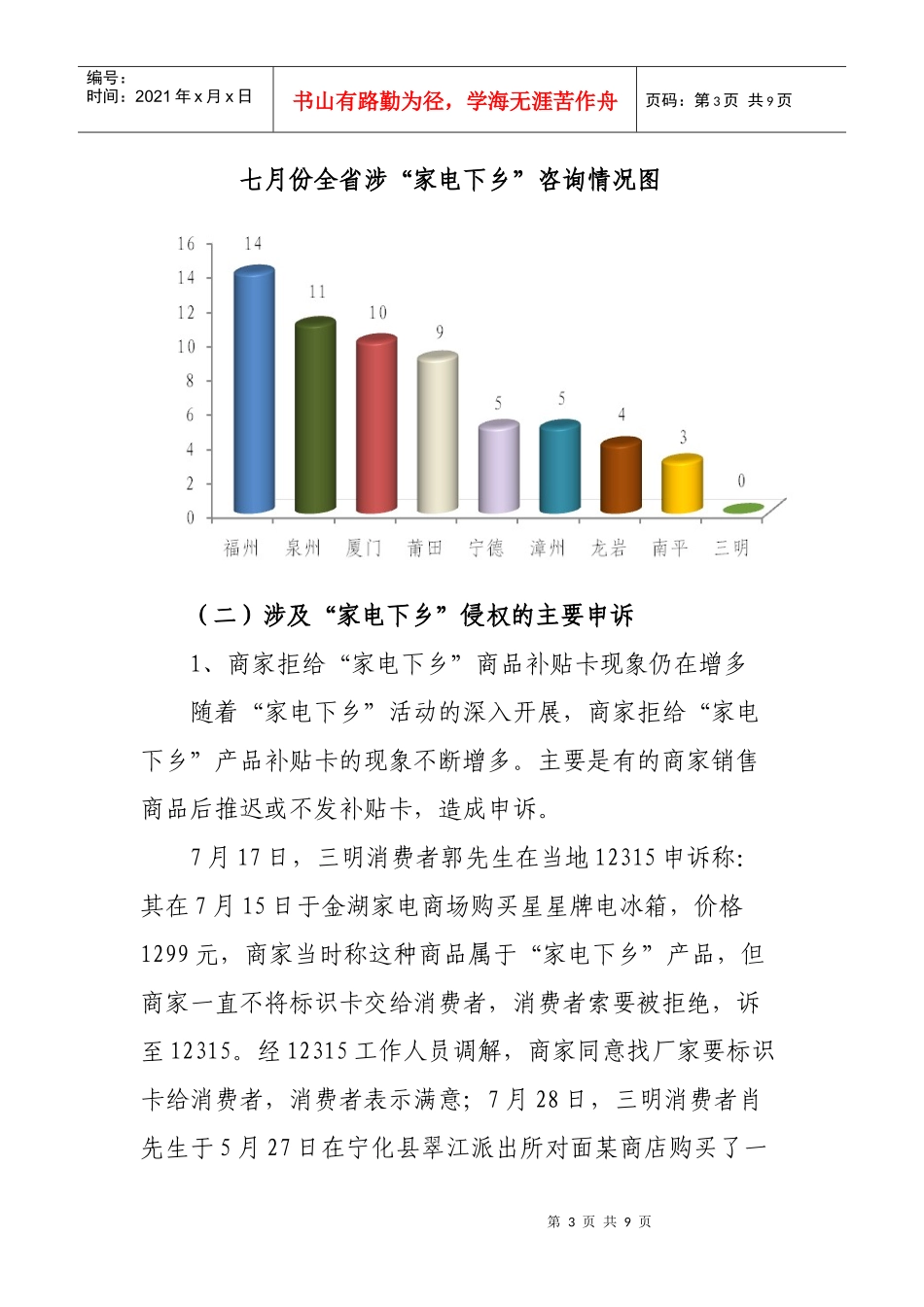 七月份涉家电下乡咨询申诉举报情况分析_第3页