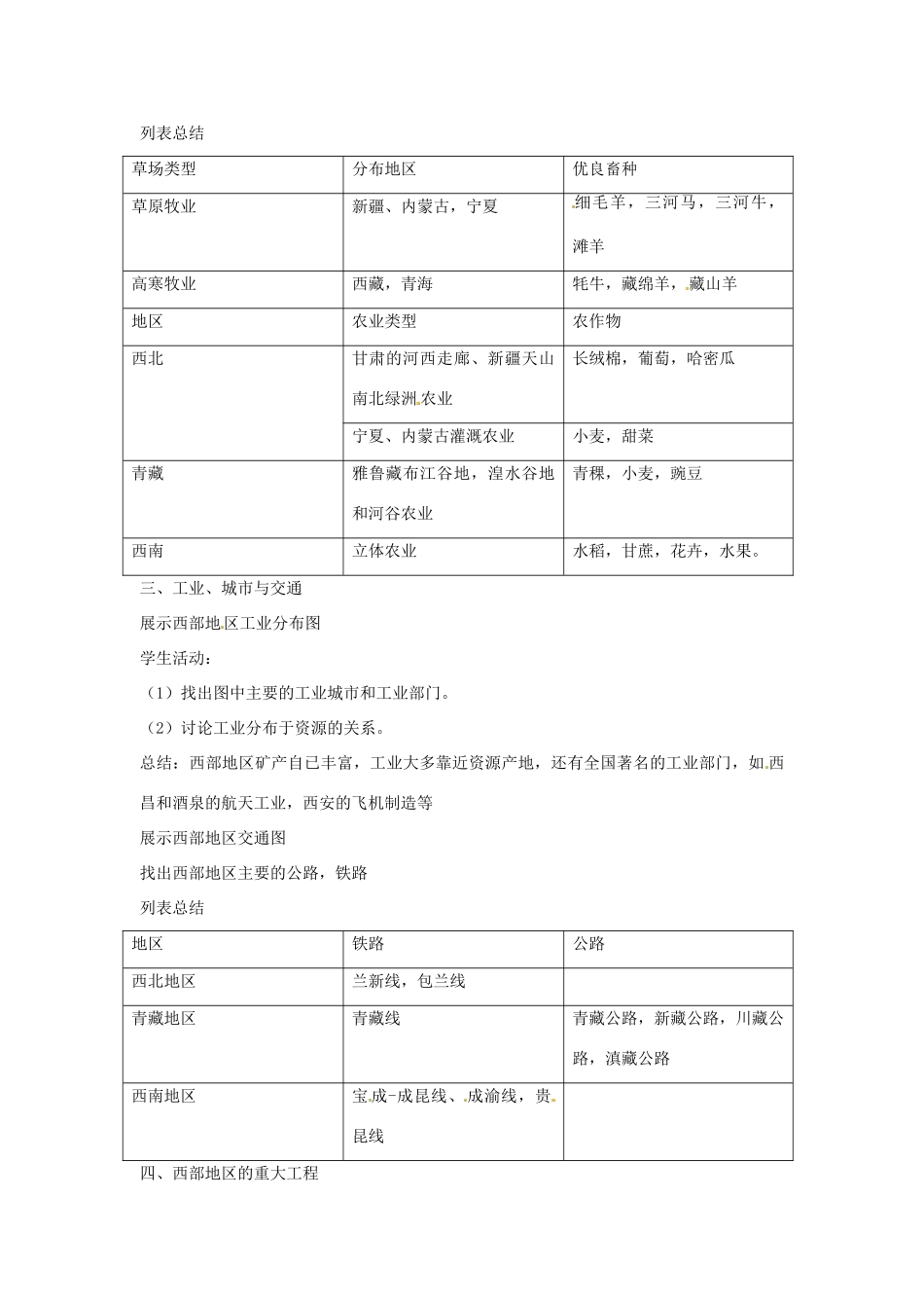 八年级地理下册 第十单元《走进西部》教案 商务星球版_第2页