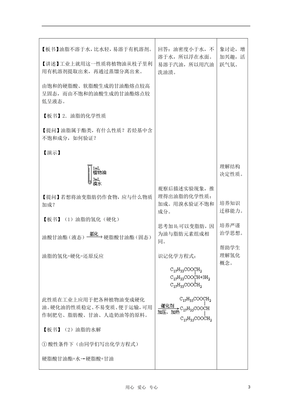 高中化学 7.3《油脂》教案 旧人教版必修2_第3页