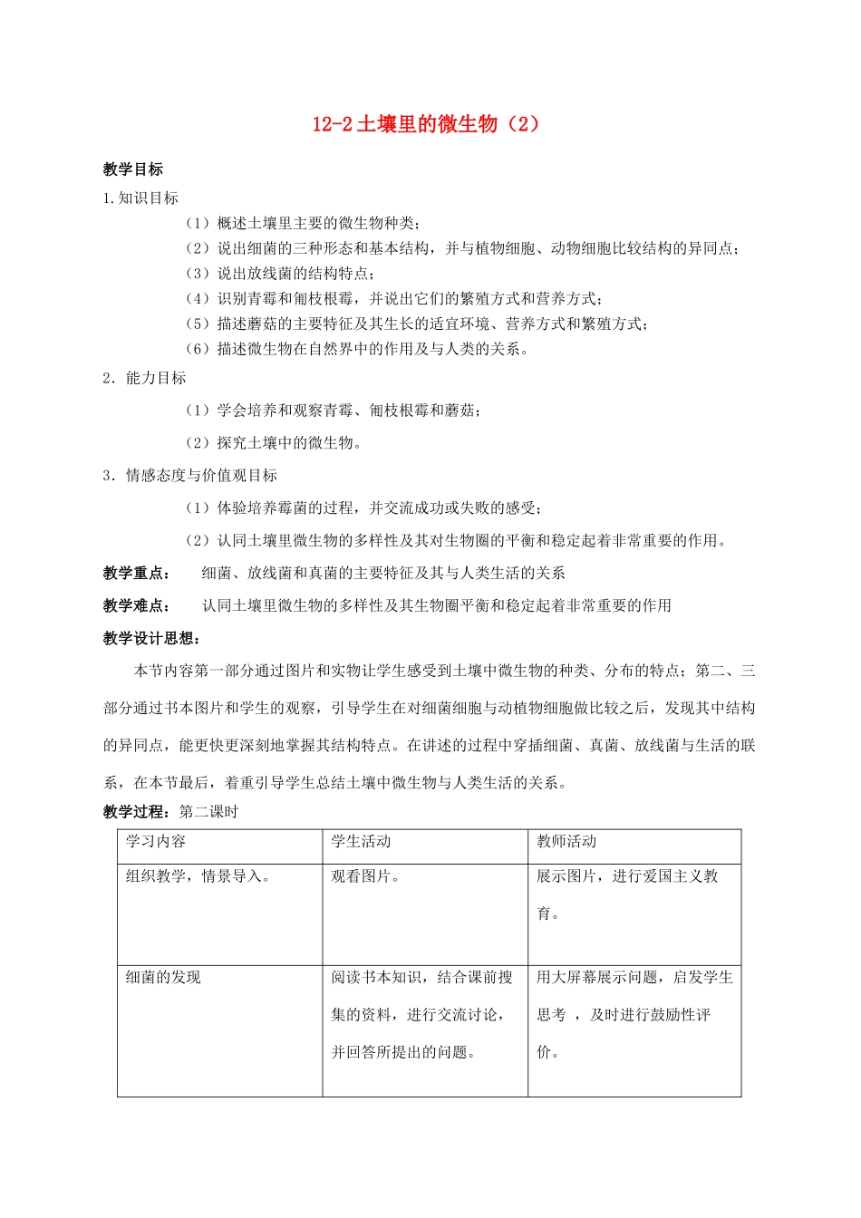 【苏科版七年级下册】第12章 土壤里的生物：12-2土壤里的微生物（2）_第1页