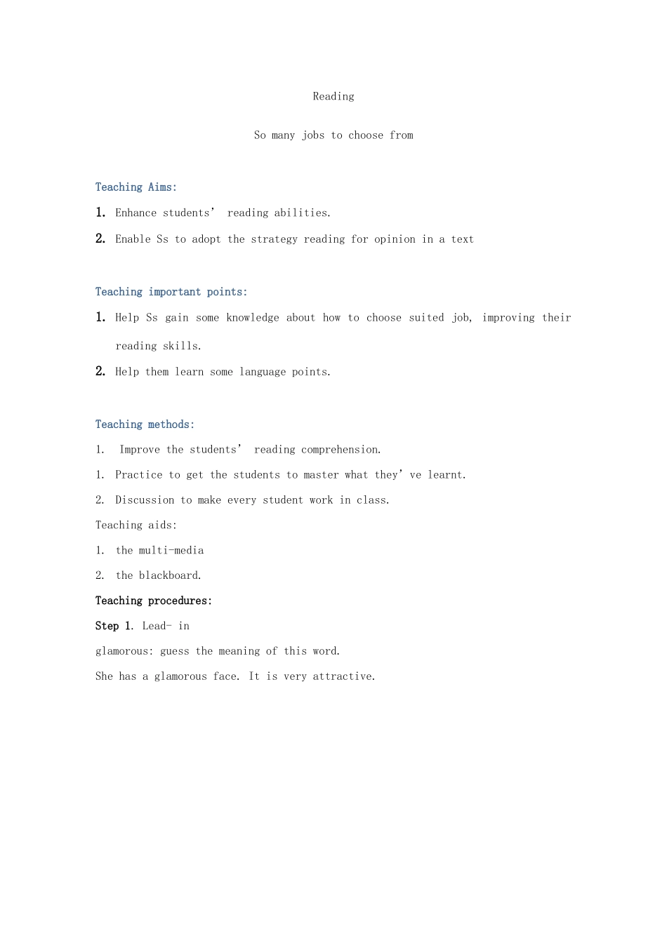高中英语 Unit 1 Careers and skills-Welcome to the unit and Reading精品教案 牛津译林版选修11_第2页