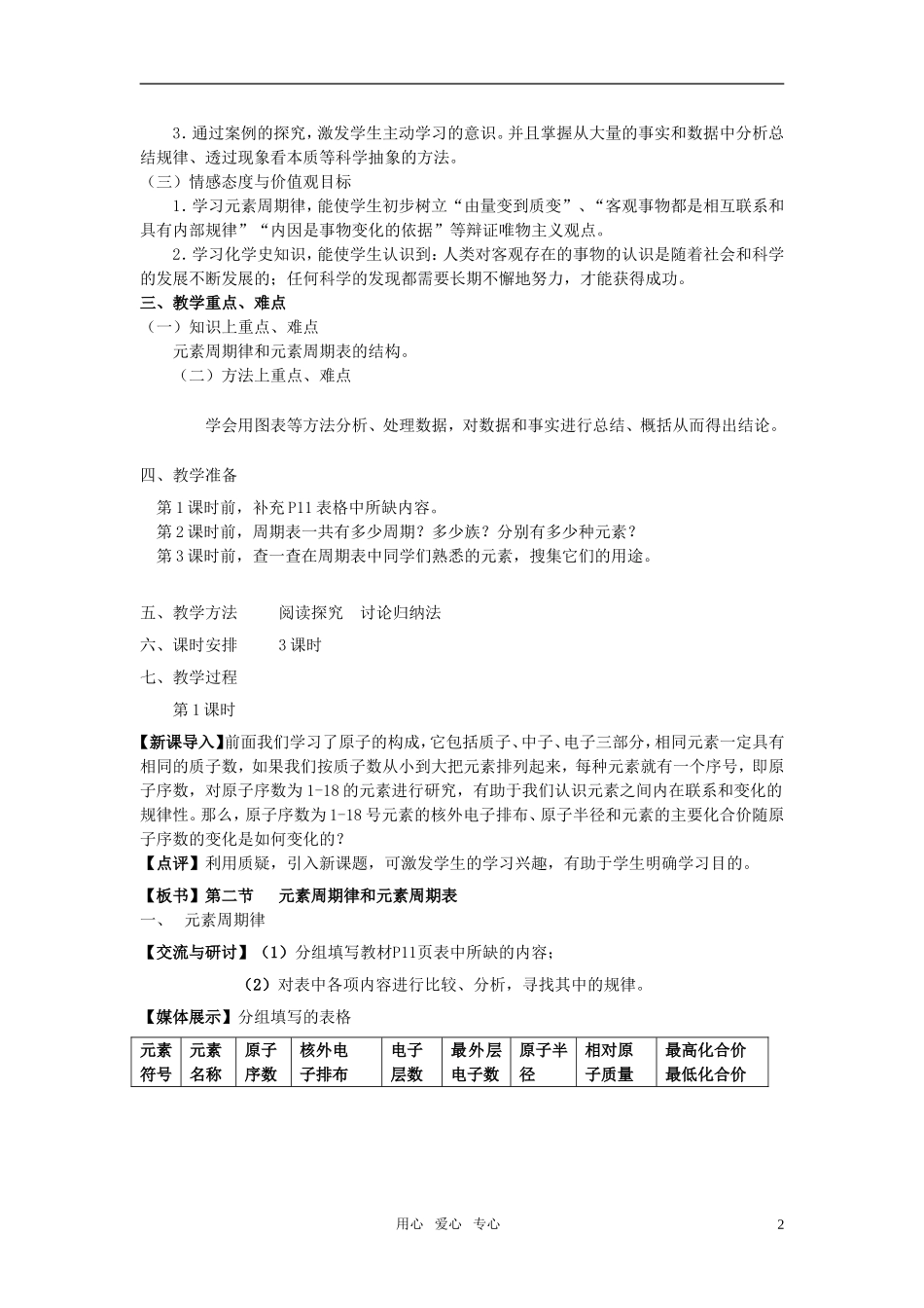 高中化学《元素周期律和元素周期表》教案6 鲁科版必修2_第2页