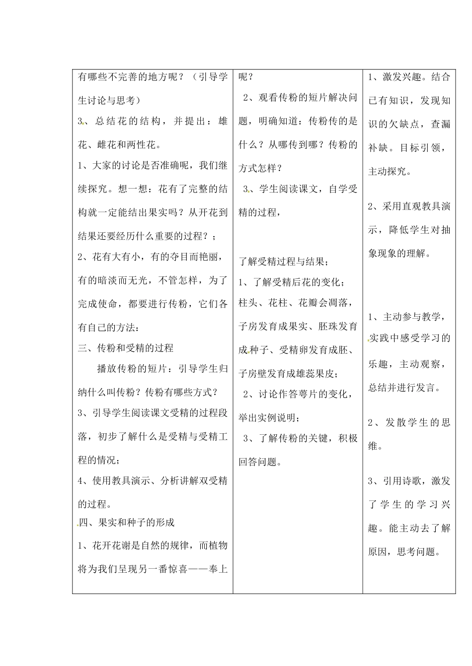 吉林省四平市第十七中学七年级生物上册 开花和结果教案1 新人教版_第3页