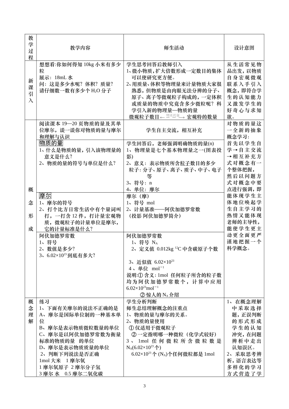高中化学中常用的物理量—物质的量教案新人教版必修1_第3页