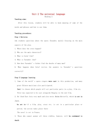 高中英语 Unit2 Reading教案2 牛津译林版选修8-牛津版高二选修8英语教案