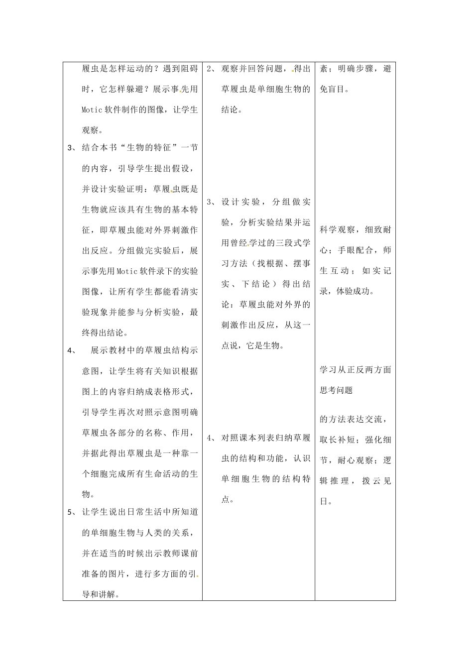 吉林省四平市第十七中学七年级生物上册 只有一个细胞的生物体教案2 新人教版_第2页