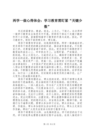 两学一做心得体会：学习教育需盯紧“关键少数”