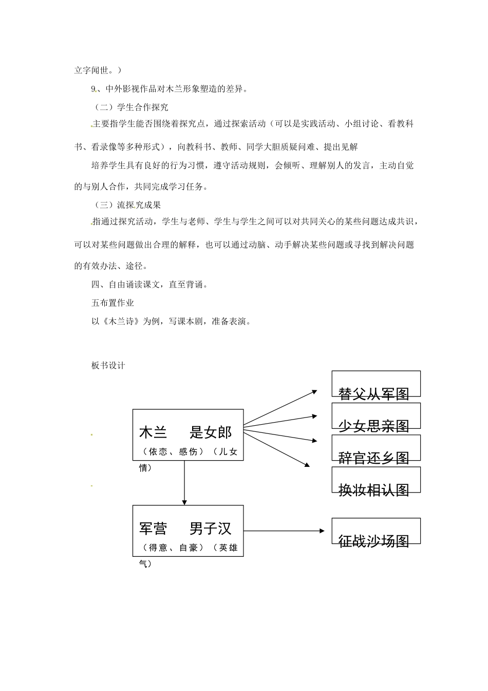 江苏省常州市西夏墅中学七年级语文下册 古代诗词三首之《木兰诗》教案  苏教版_第2页