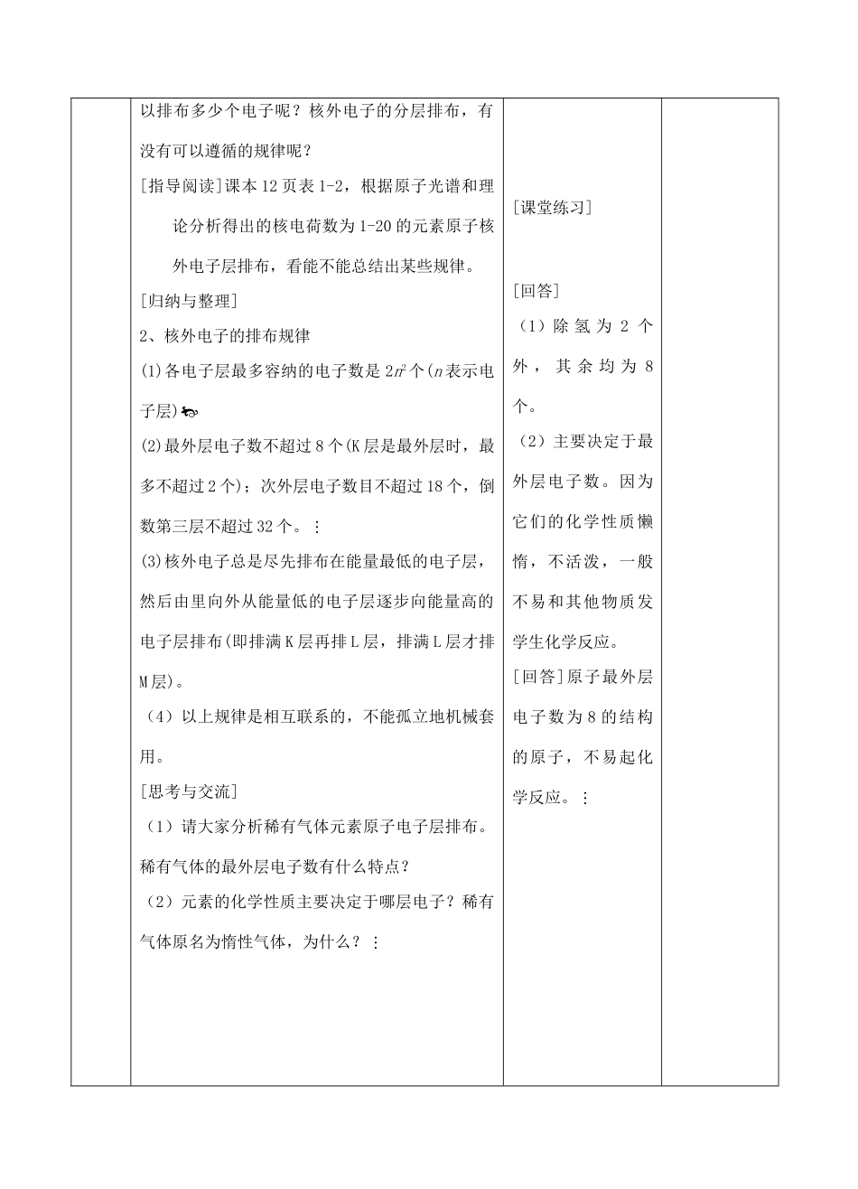 高中化学下学期《元素周期律》教学设计-人教版高中全册化学教案_第3页