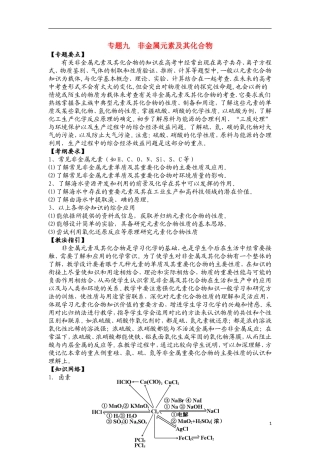 高中化学 专题九  非金属元素及其化合物教案