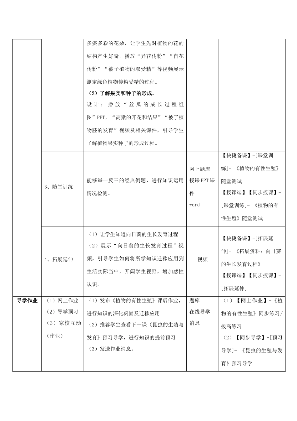 八年级生物下册 第二十一章 第二节《植物的有性生殖》教师教学应用指导 （新版）苏教版_第2页