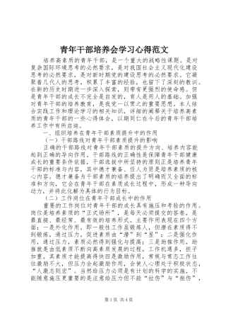 青年干部培养会学习心得范文