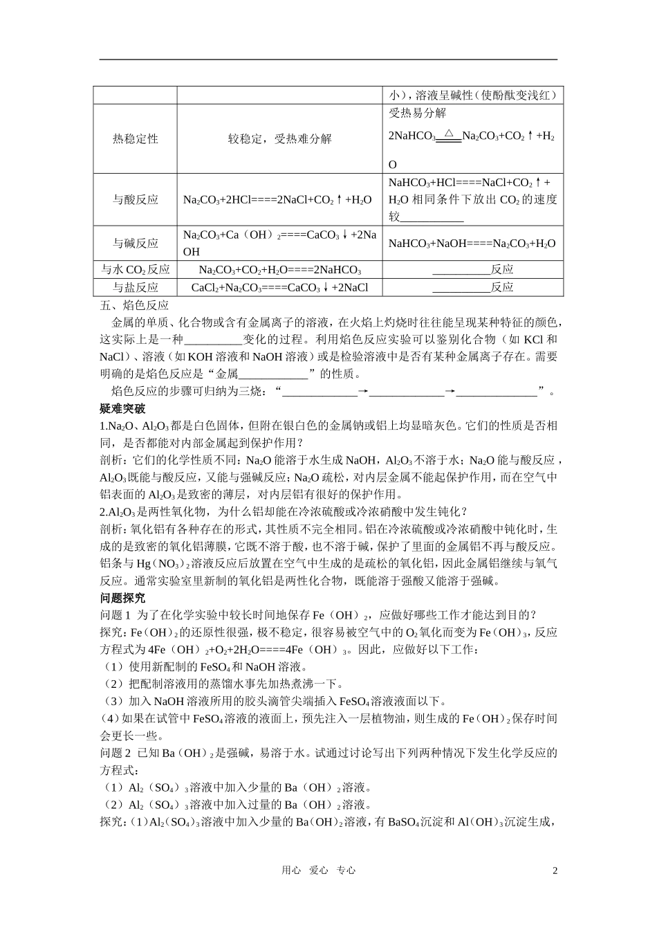 高中化学 几种重要的金属化合物名师导航 新人教版必修1_第2页