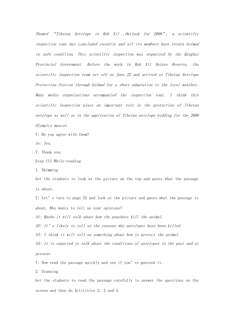 高中英语 Module6 TheSecond Period Reading教案 外研版必修5-外研版高二必修5英语教案_第3页