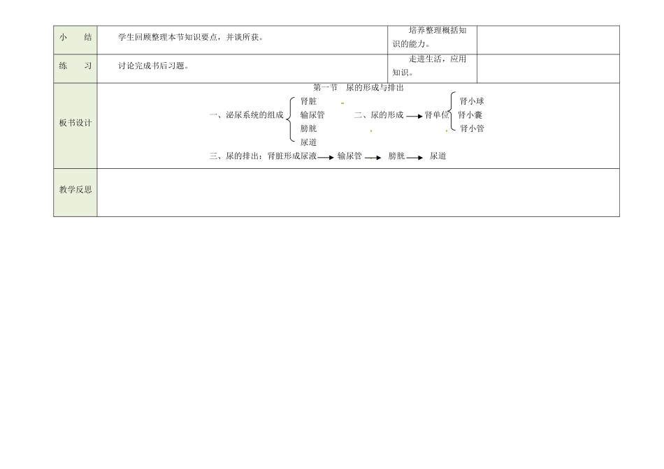 吉林省磐石市三棚中学七年级生物下册《5.1 尿的形成和排出教案 新人教版_第3页
