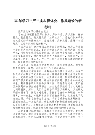 XX年学习三严三实心得体会：作风建设的新标杆
