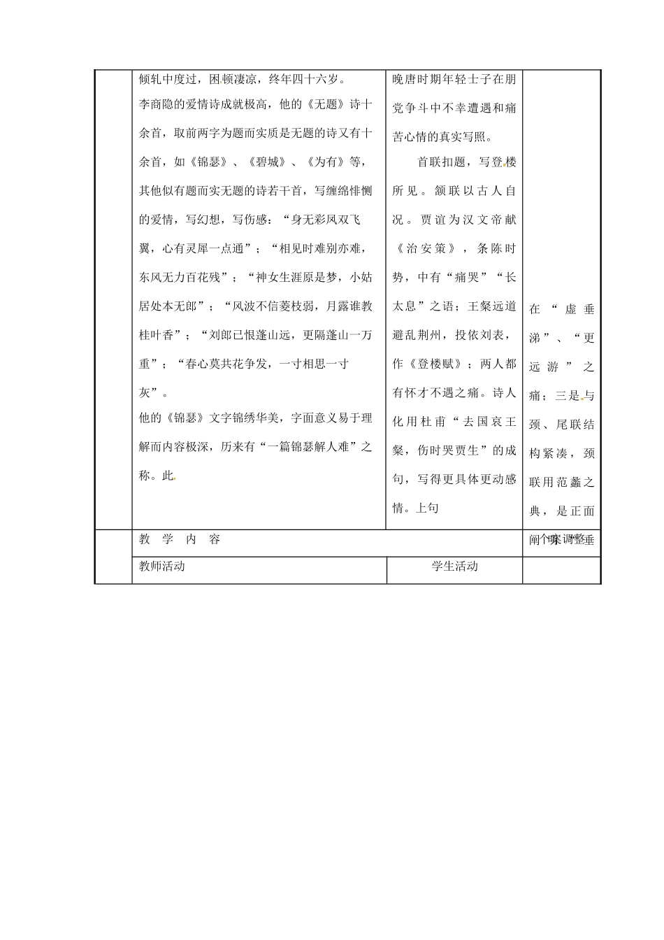 高中语文 专题六 安定城楼教案 苏教版选修《唐诗宋词选读》-苏教版高二《唐诗宋词选读》语文教案_第2页