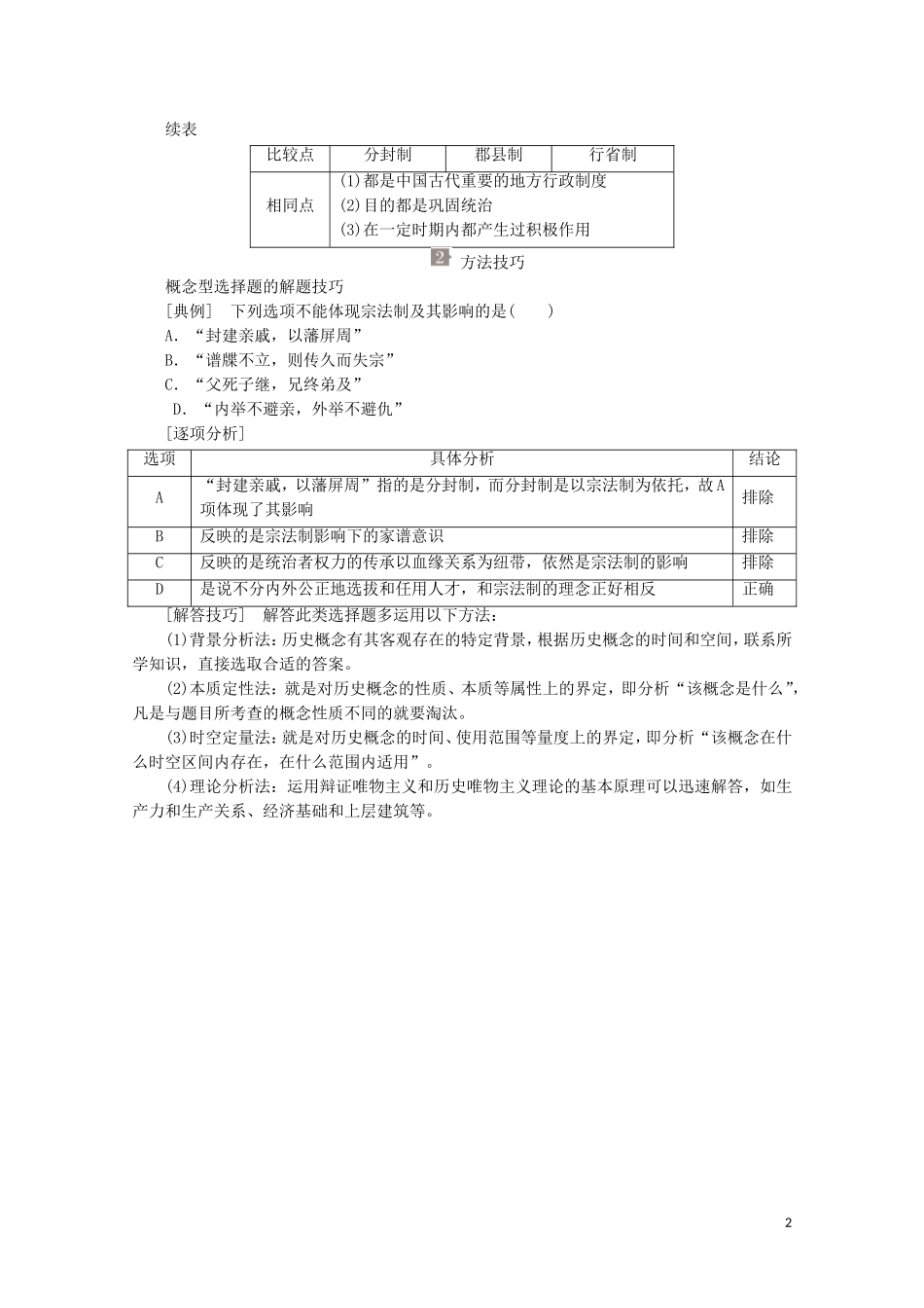 高中历史 专题一 古代中国的政治制度专题知识整合讲义 人民版必修1-人民版高一必修1历史教案_第2页