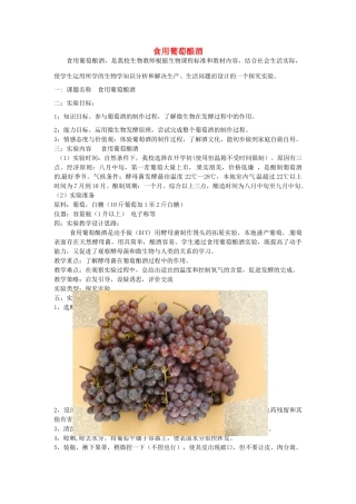 江西省信丰县黄泥中学中考生物实验汇总复习 食用葡萄酿酒教学设计