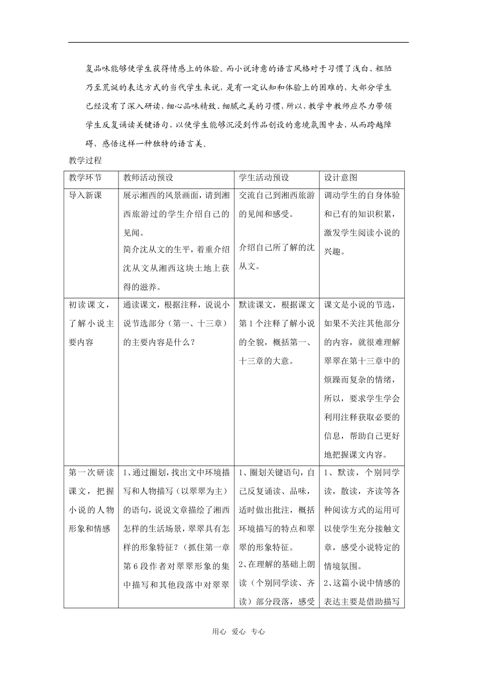高中语文：第一册《边城》教案沪教版_第2页