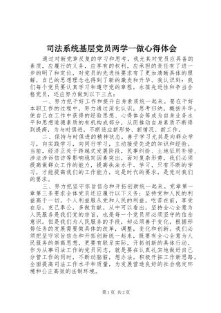 司法系统基层党员两学一做心得体会